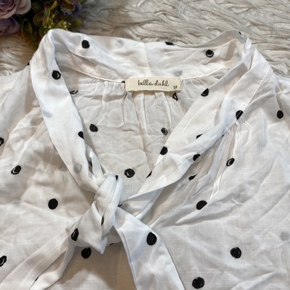 Bella Dahl White Sleeveless Neck Tie Tank with Dots sz M - Picture 5 of 9